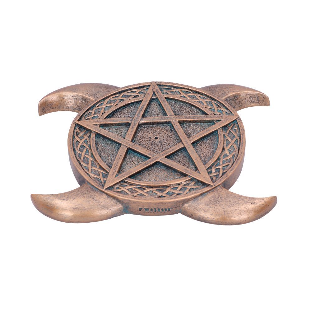 TRIPLE MOON PENTACLE INCENSE BURNER 15.5CM
