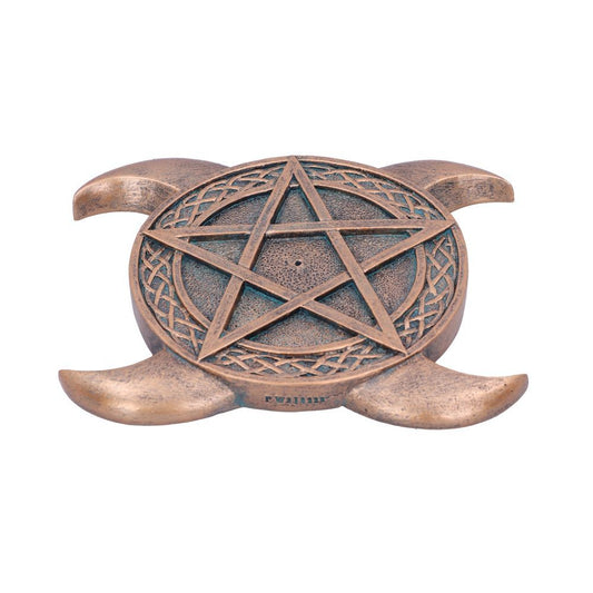 TRIPLE MOON PENTACLE INCENSE BURNER 15.5CM