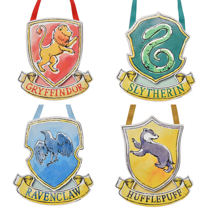 HARRY POTTER CHARMS SET OF 4 HANGING HOUSE PLAQUES