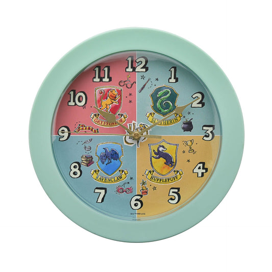 HARRY POTTER CHARMS WALL CLOCK - HOUSE CRESTS