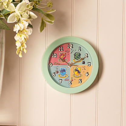 HARRY POTTER CHARMS WALL CLOCK - HOUSE CRESTS