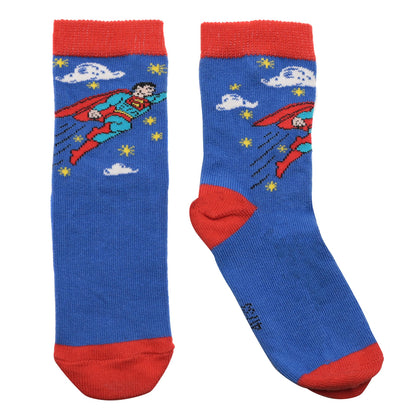 WARNER BROS LITTLE HEROES 3PK SUPERMAN SOCKS - 24-36 MONTHS