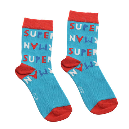 WARNER BROS LITTLE HEROES 3PK SUPERMAN SOCKS - 24-36 MONTHS