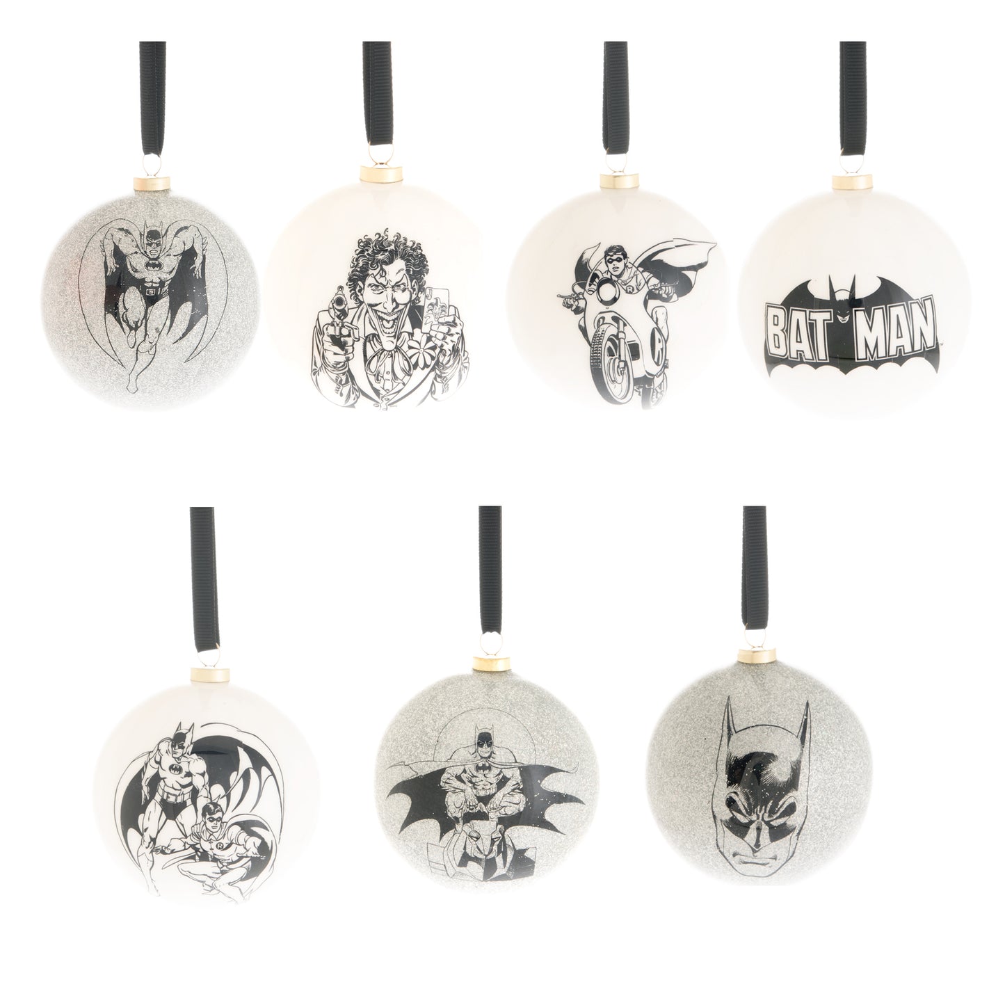 SET OF 7 DC COMIC CHRISTMAS BAUBLES - BATMAN