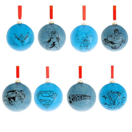 SET OF 7 DC COMIC CHRISTMAS BAUBLES - SUPERMAN